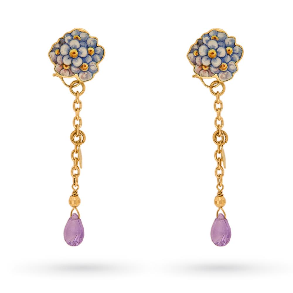 Gabriella Rivalta gold amethyst flower pendant earrings - GABRIELLA RIVALTA