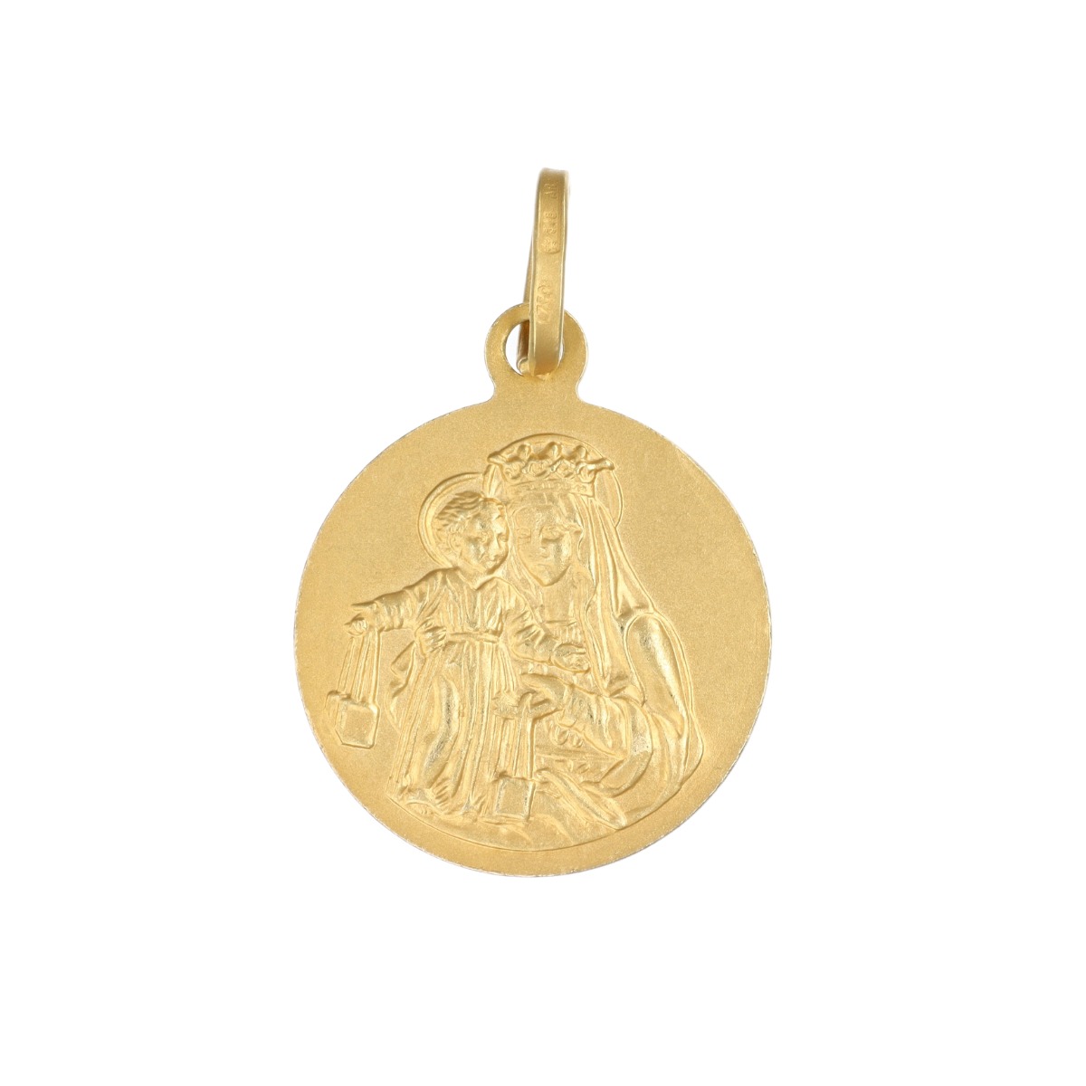  Scapular medal of Our Lady of Mount Carmel and the Heart of Jesus, satin-finished with a polished edge, 17mm - LUSSO ITALIANO