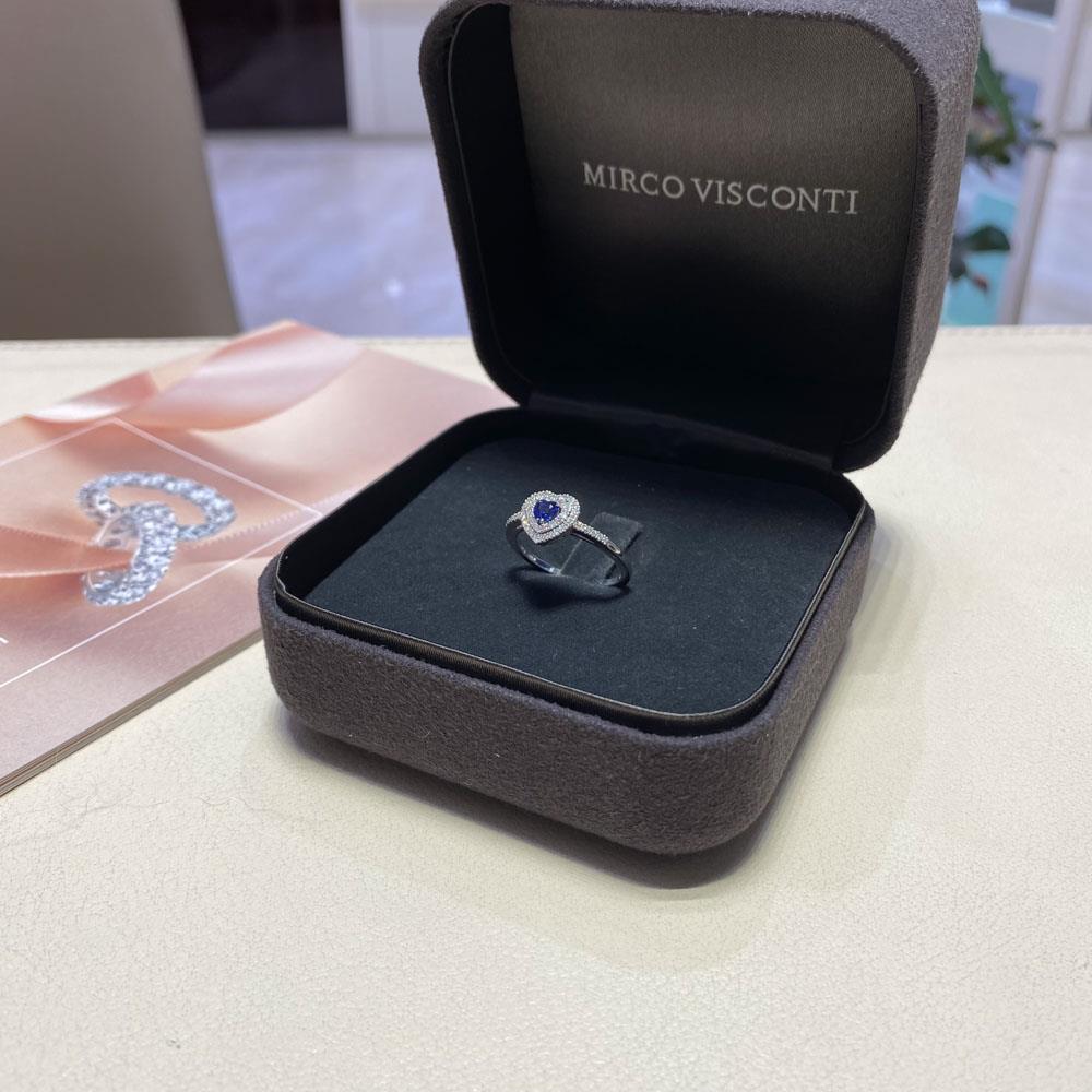  Anello zaffiro blu cuore 0,30ct diamanti 0,25ct Mirco Visconti - MIRCO VISCONTI