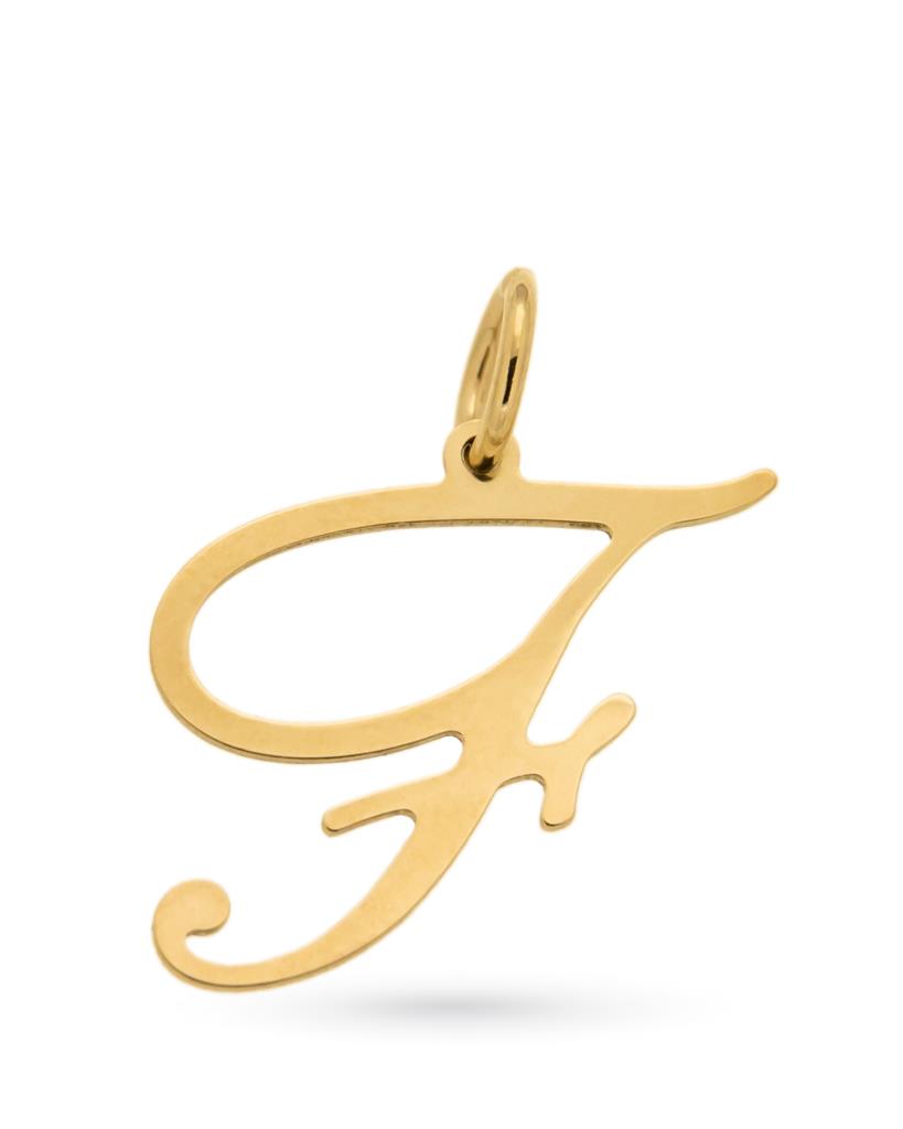 Ciondolo con lettera F in oro giallo - LUSSO ITALIANO