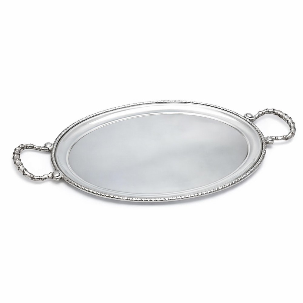 Vassoio ovale in argento 800 con manici torc&egrave; - ZARAMELLA
