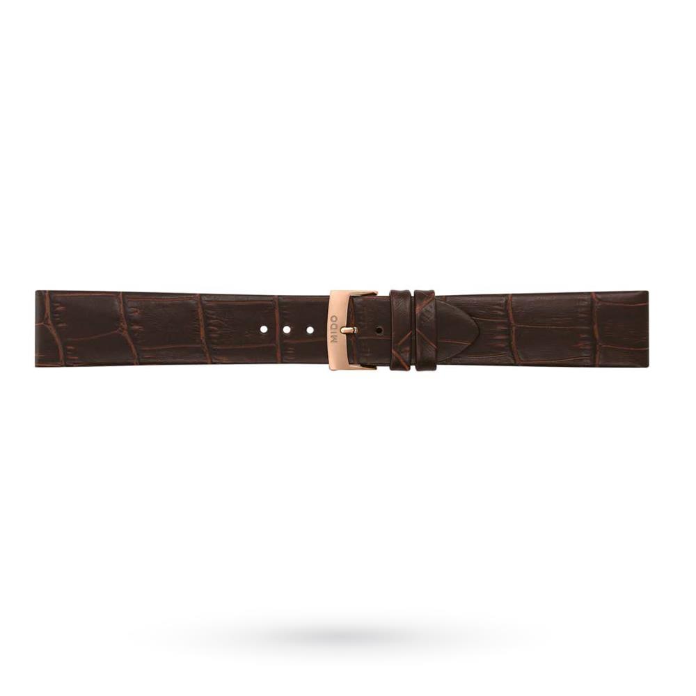 Mido brown crocodile print leather strap 20-18mm with buckle - MIDO