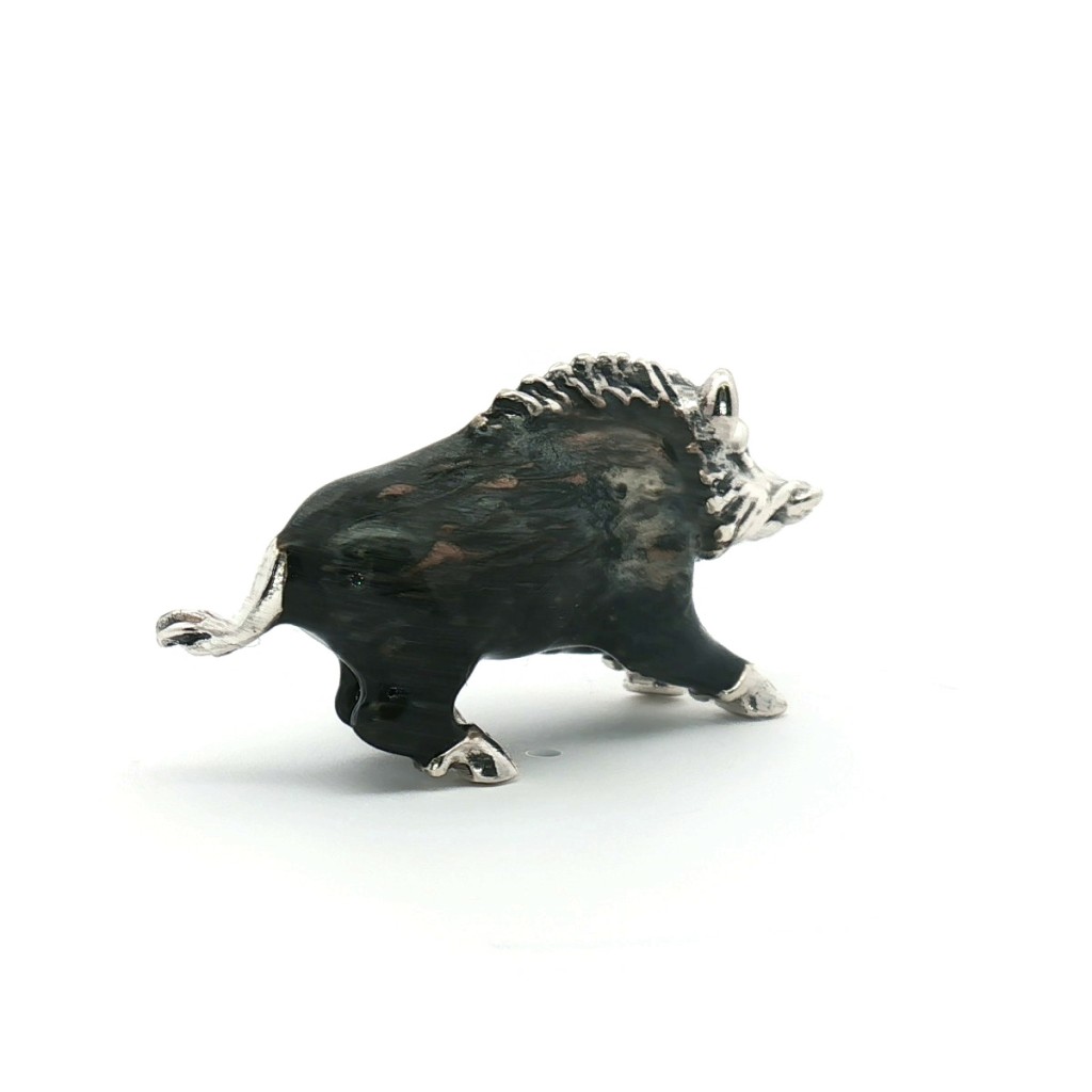  Cinghiale piccolo soprammobile argento 925 smalto - SATURNO