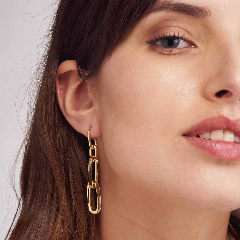  Orecchini Unoaerre 2024 in bronzo dorato catena forzatina - UNOAERRE