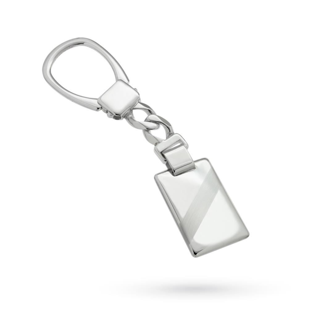 Keychain with rectangular and diagonal satin plate - UNBRANDED