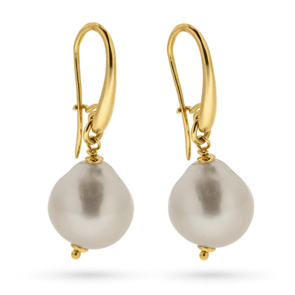18kt yellow gold earrings with baroque pearl - LUSSO ITALIANO