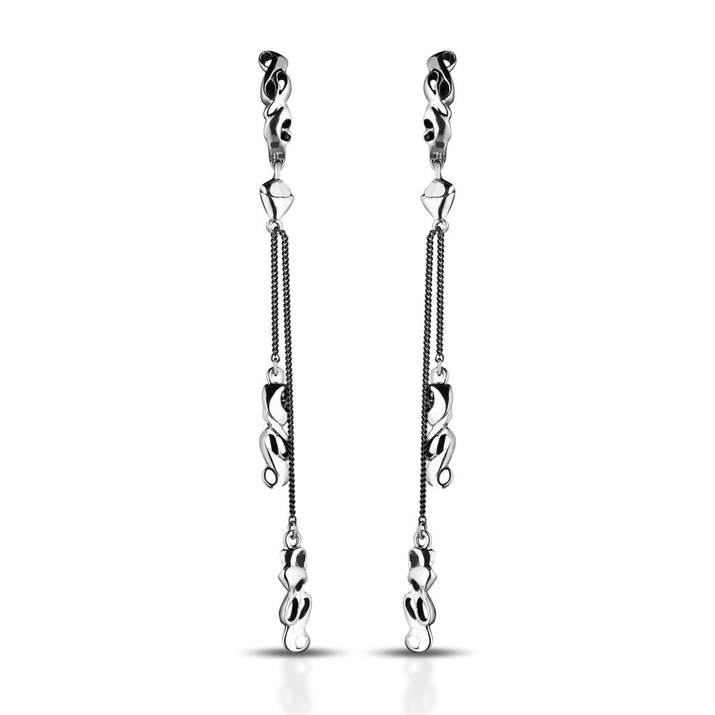 925 sterling silver dangle earrings 8,5cm with embroidery - MARESCA OFFICINE ORAFE