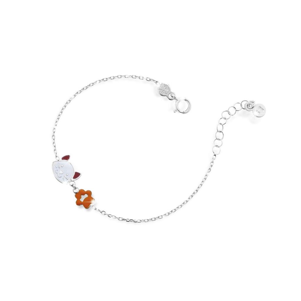 Bracciale leBebe PMG078 Primegioie Fortuna oro bianco gatto zampetta - LE BEBE