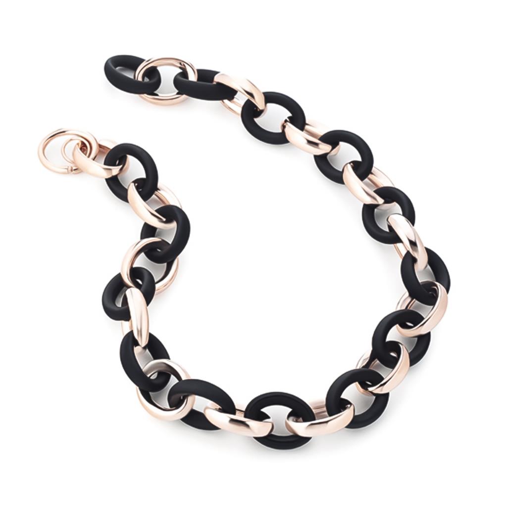 Pink silver and rubber black chain necklace - MARCELLO PANE