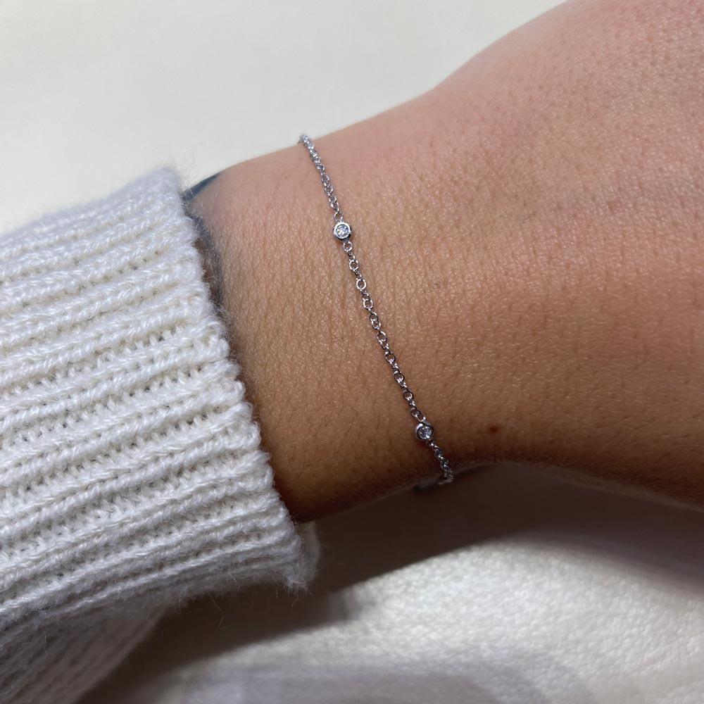 Bracciale in Oro Bianco 18kt con 5 diamanti 0,05ct - LELUNE