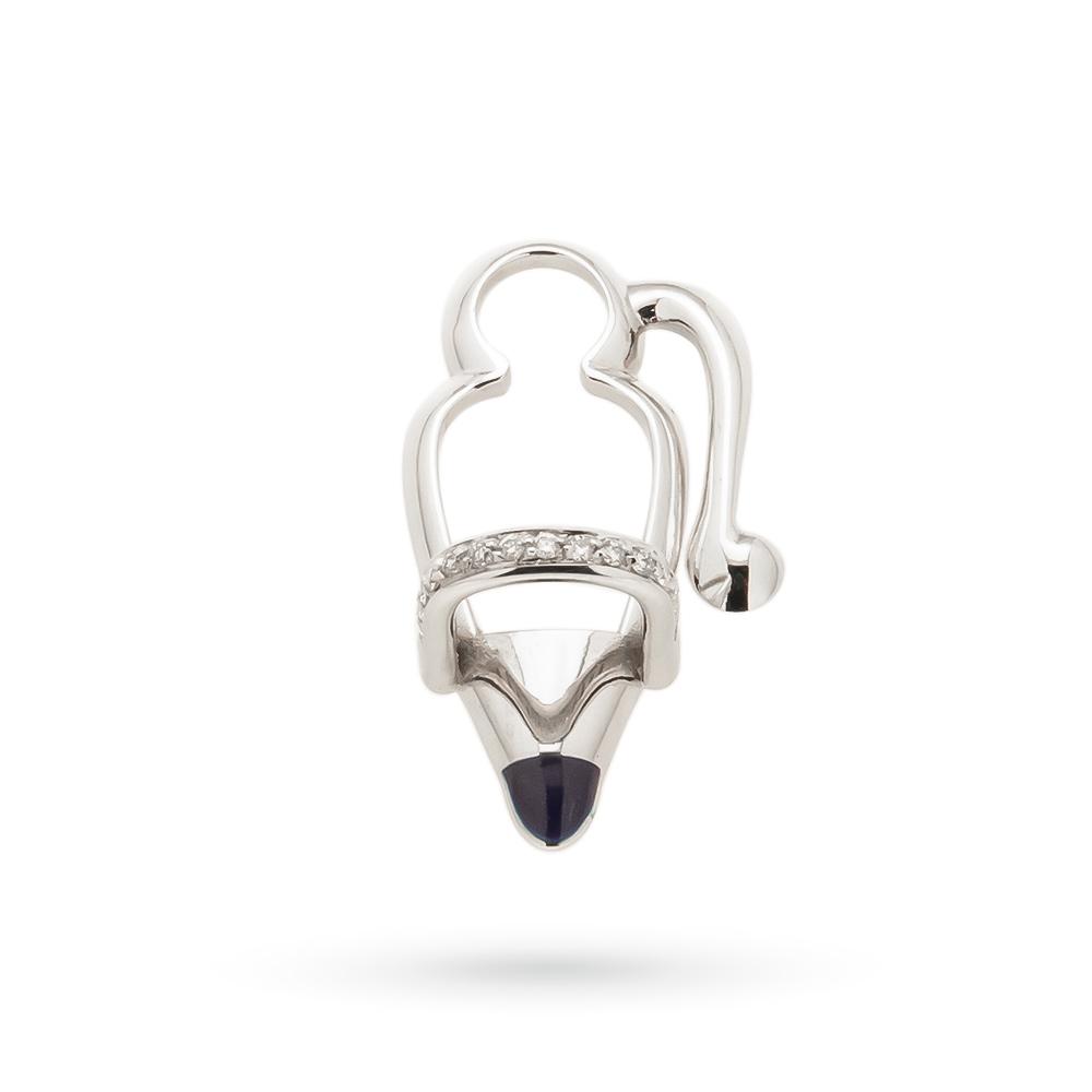 WithThee glasses holder in 18kt white gold, diamonds and blue enamel - CICALA