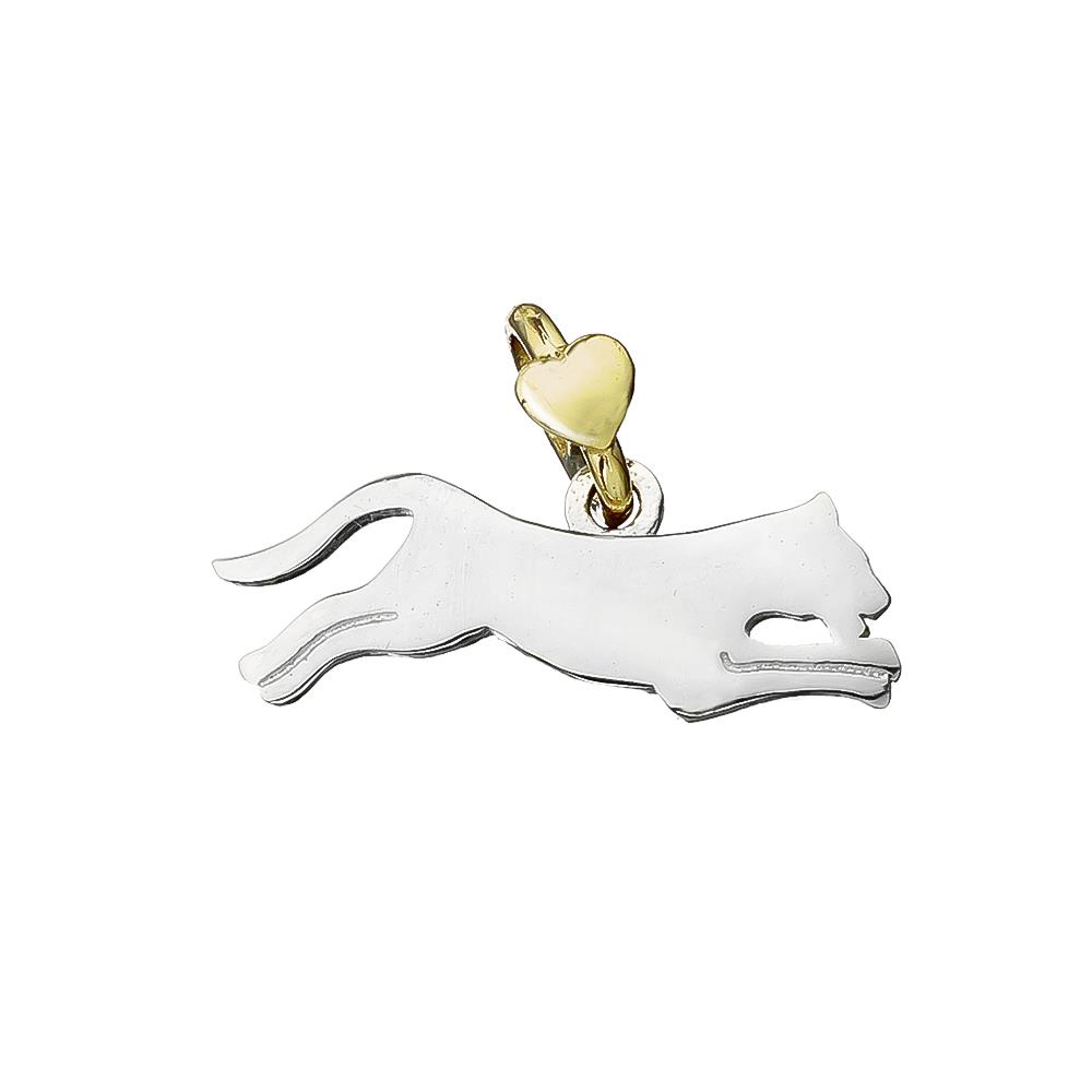 Ciondolo pantera in argento e oro giallo