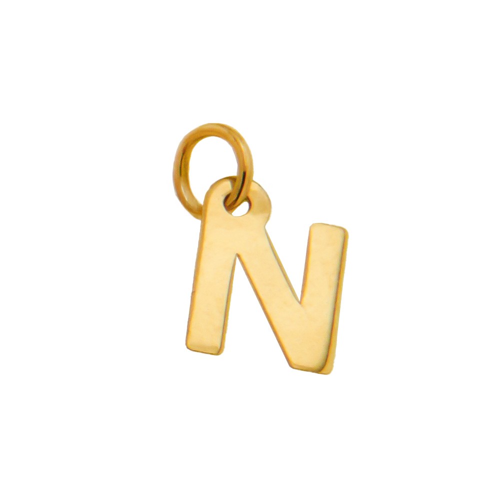 Ciondolo iniziale N in stampatello h 7,00 mm oro giallo - CICALA