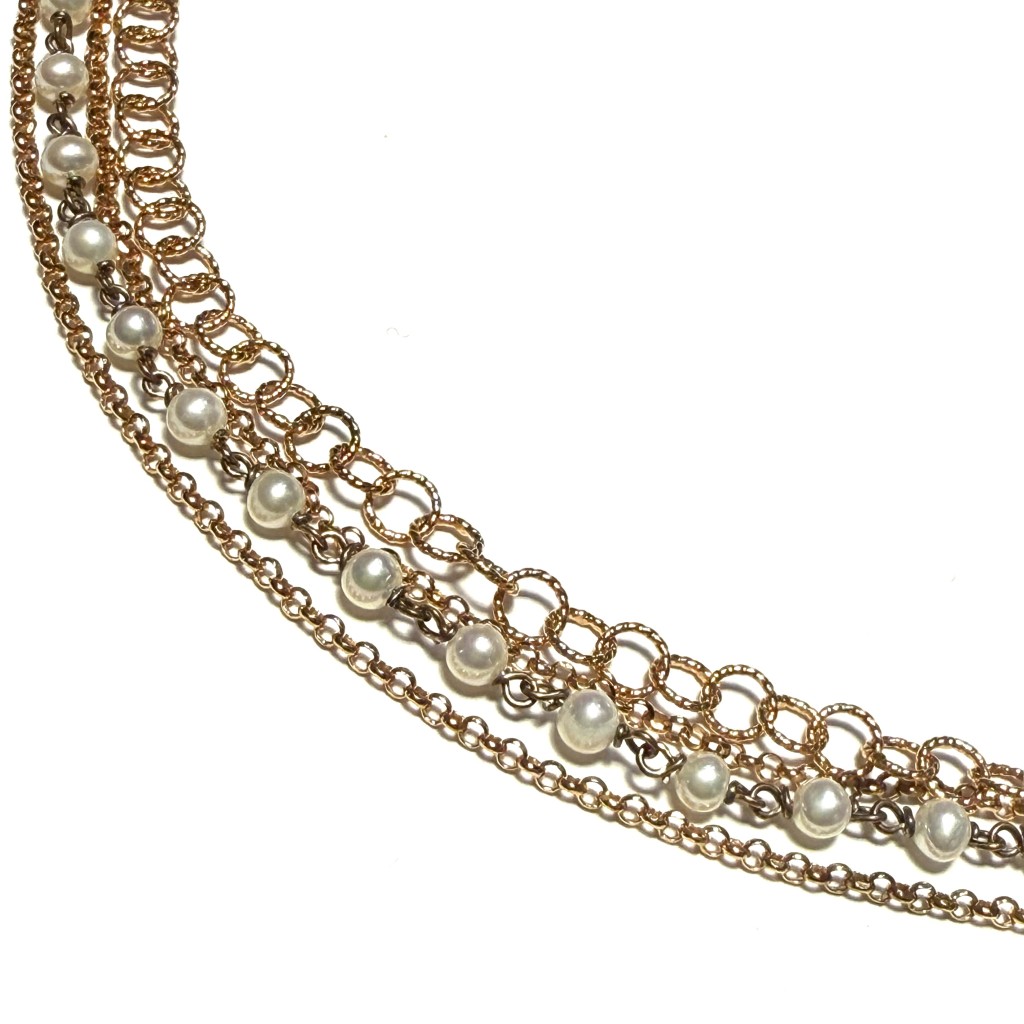  Multi-strand necklace in pink silver with pearls - CAMEO ITALIANO