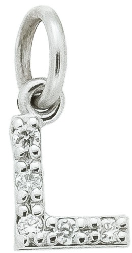 Ciondolo iniziale L stampatello h 5,30mm oro bianco diamanti - CICALA