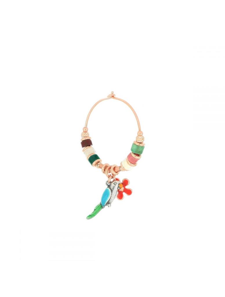 Single earring Maman et Sophie silver parrot stones mix - MAMAN ET SOPHIE