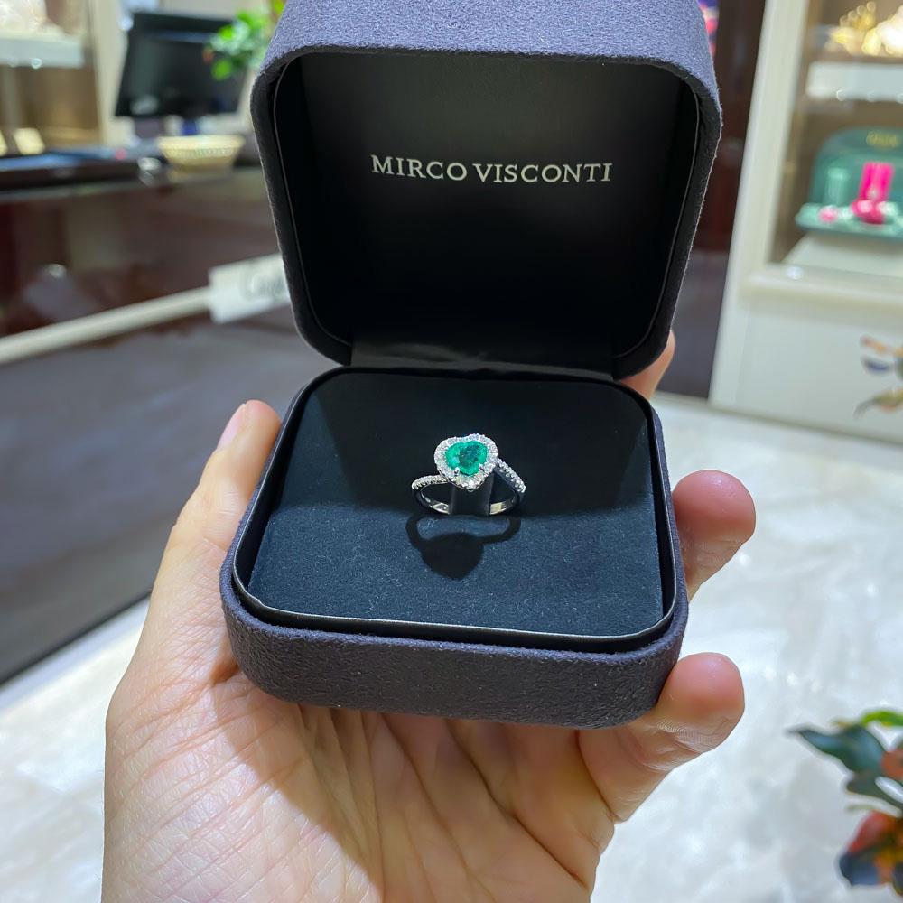  Anello smeraldo cuore 1,25ct contorno diamanti 0,24ct Mirco Visconti - MIRCO VISCONTI