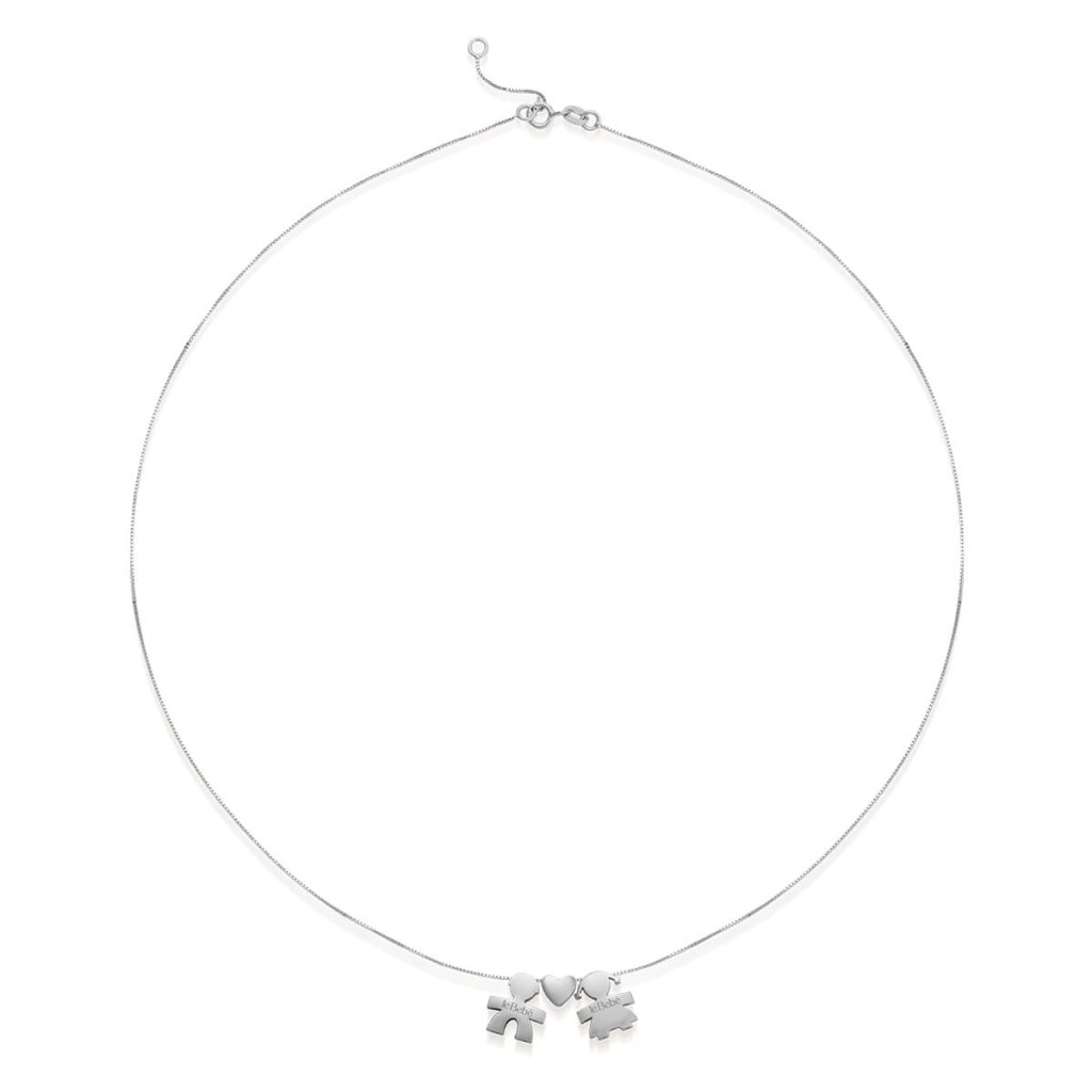 leBebe LBB918-FF Boy-Heart-Girl Necklace in White Gold - LE BEBE