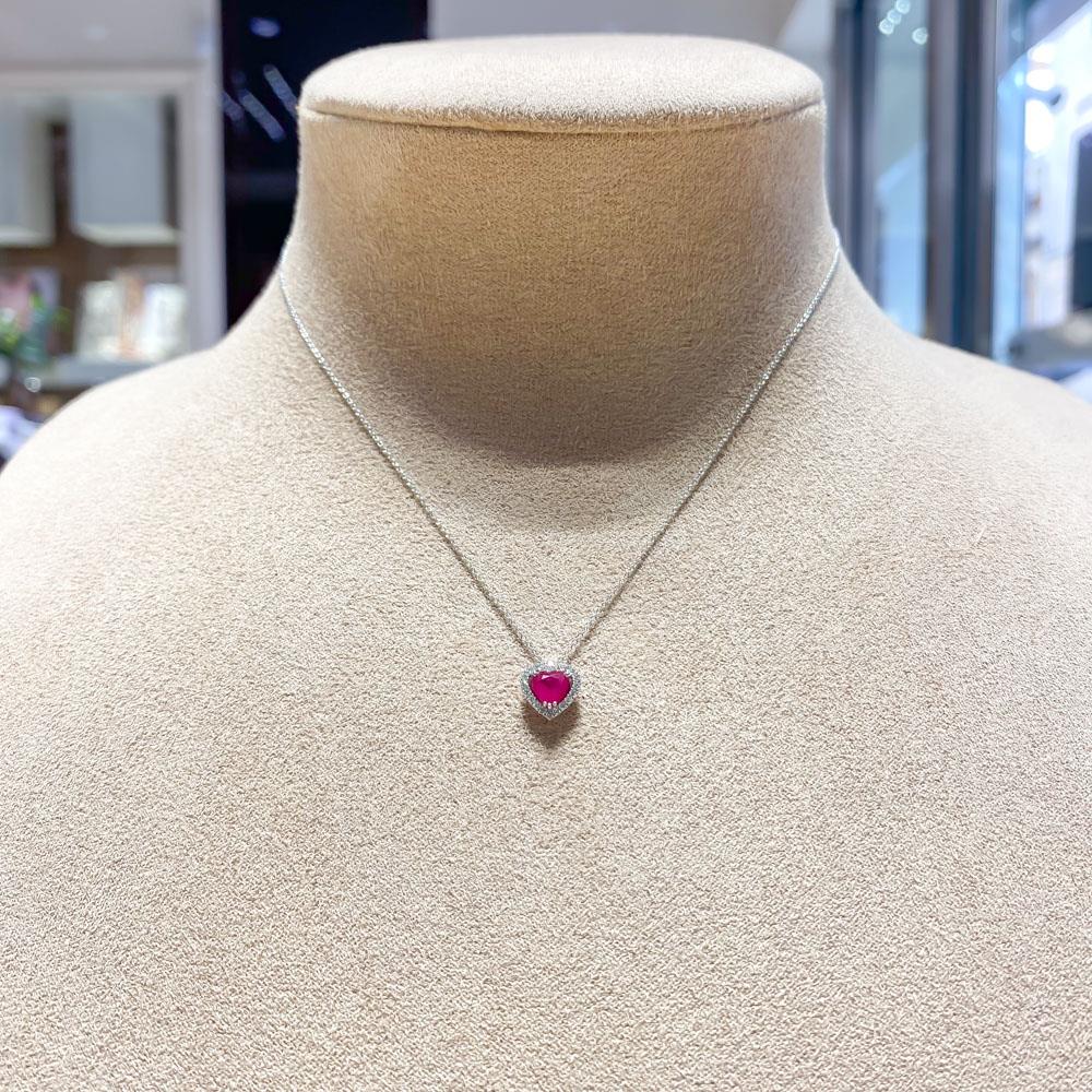 Girocollo oro bianco rubino cuore 0,51ct diamanti 0,08ct Mirco Visconti - MIRCO VISCONTI