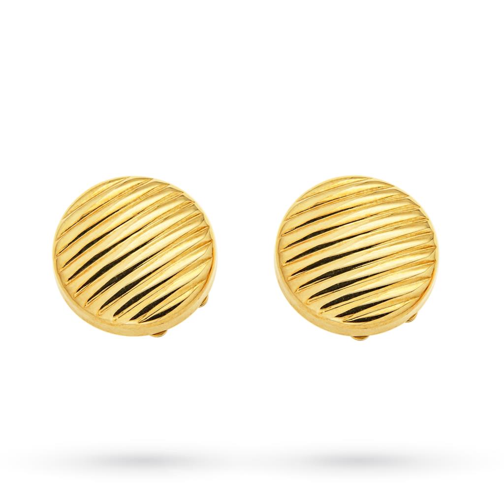 18kt yellow gold button covers with parallel lines - 