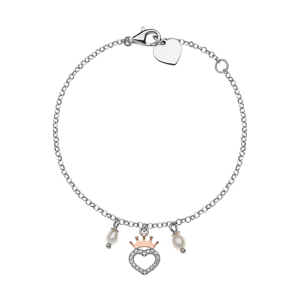 Bracciale bambini Disney Princess cuore corona cristalli perle - DISNEY