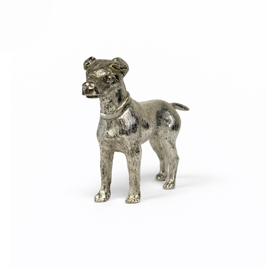  Dog with collar silver statue 800 &ndash; Decorative sculpture 4 cm - 