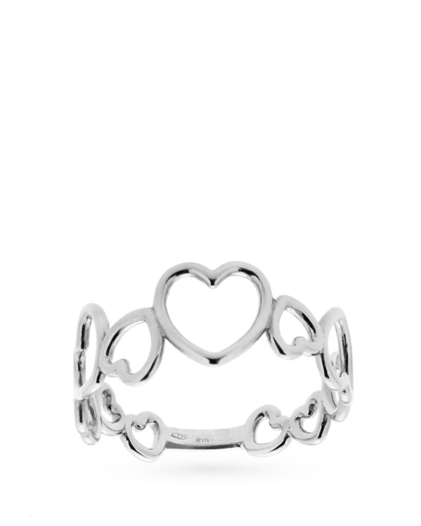 Anello filo oro bianco cuori alternati sfalsati - LUSSO ITALIANO