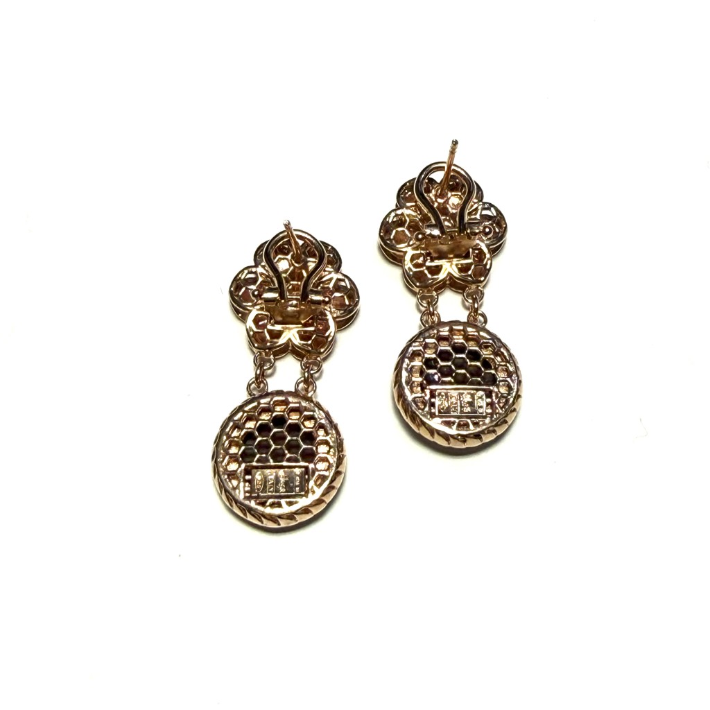  Orecchini in argento rosato con fiori smalto e cammeo fiore - CAMEO ITALIANO