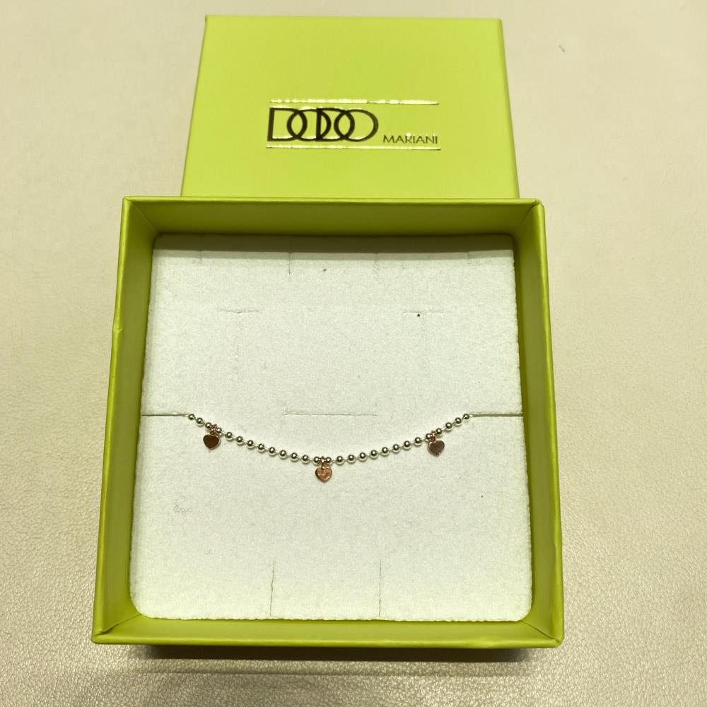  Dodo Mariani small dots bracelet in silver with pink gold hearts - DODO MARIANI