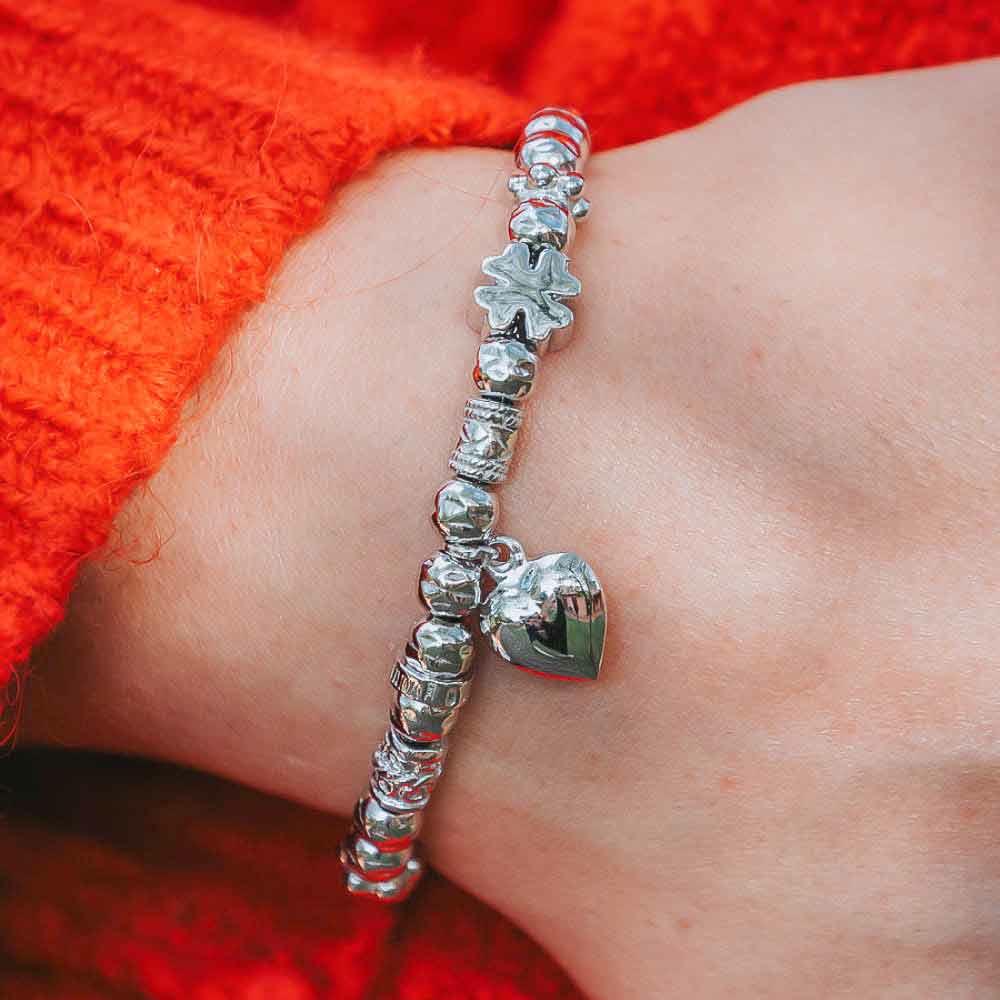  Bracciale donna Love in argento cuore quadrifoglio 16+3 cm - MARIA CRISTINA STERLING