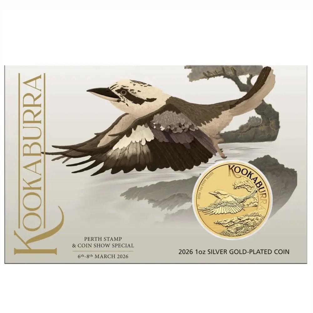  Kookaburra, Gold Plated Silver Coin - THE PERTH MINT