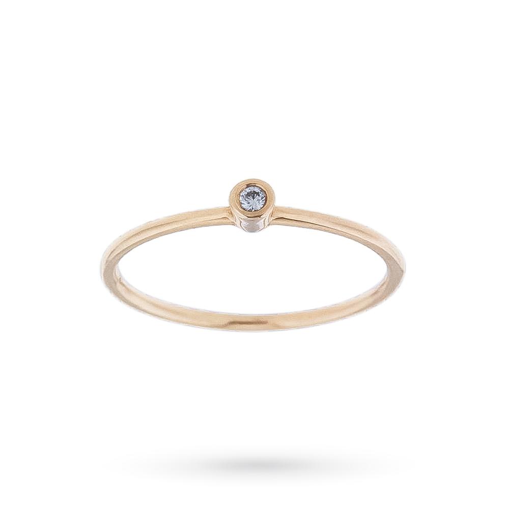 18kt rose gold solitaire ring with diamond ct 0,02 D VS - CICALA