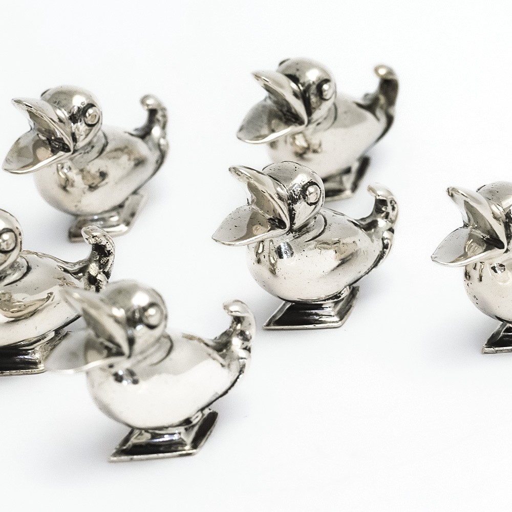  6 ducks place card holders 800 silver - 