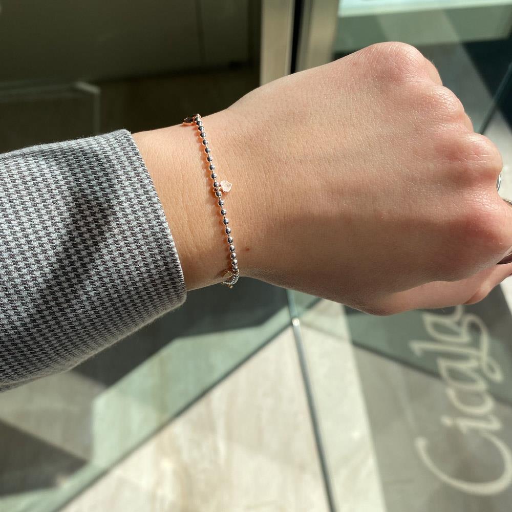  Dodo Mariani small dots bracelet in silver with pink gold hearts - DODO MARIANI