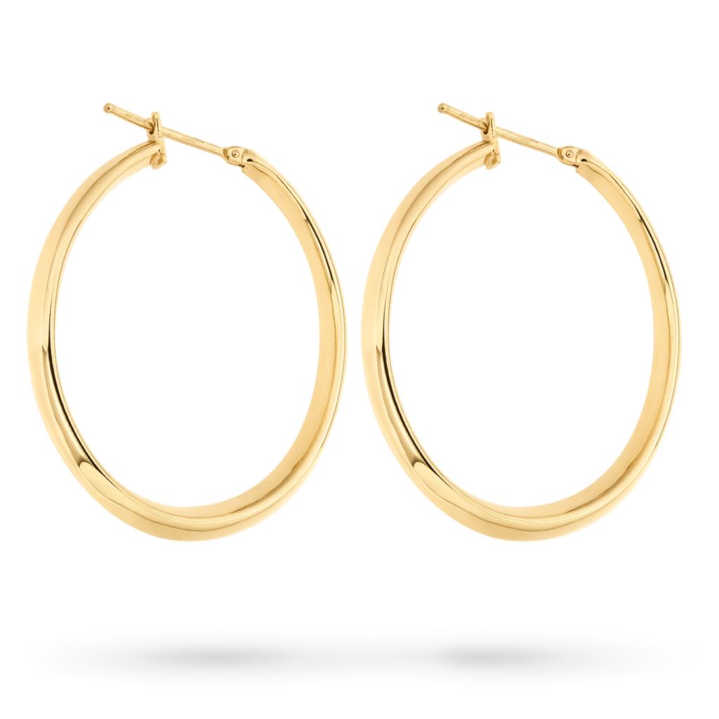 Yellow gold oval hoop earrings 45x31mm - UNBRANDED
