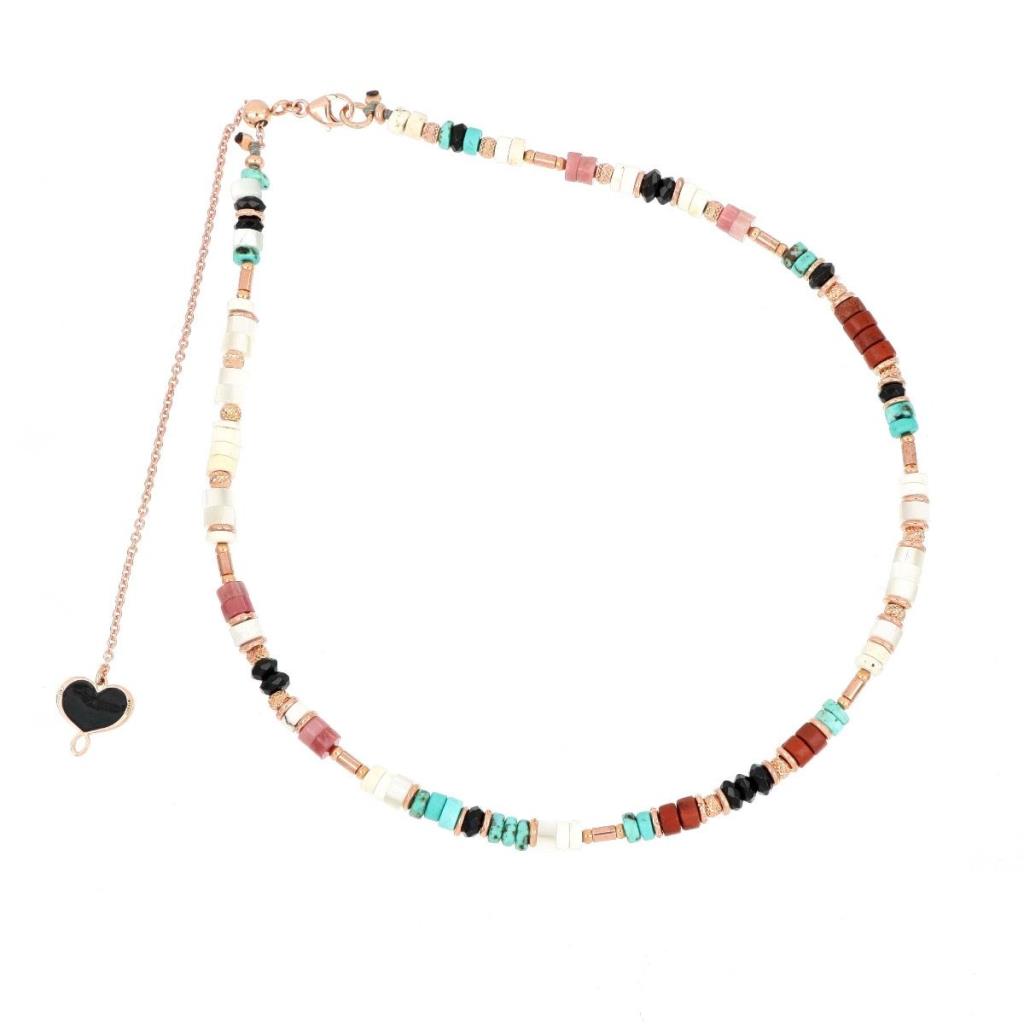 Necklace with multicolor stones and pink silver - MAMAN ET SOPHIE