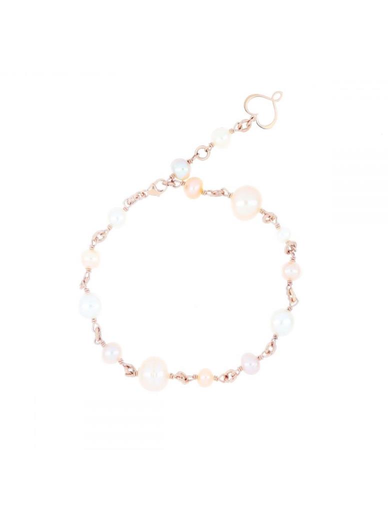 Bracciale argento rosa con perle bianche e rosa  - MAMAN ET SOPHIE