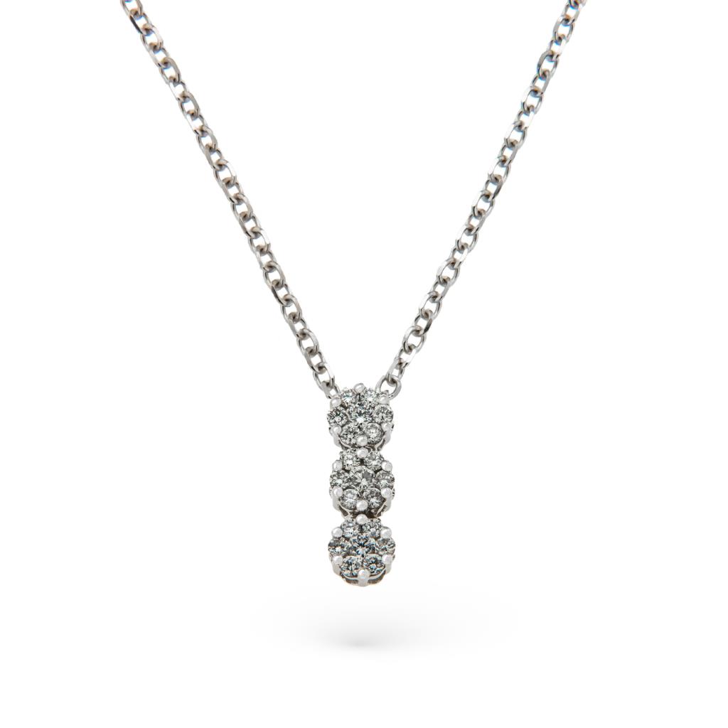 Trilogy multi-stone necklace white gold diamonds 0.26 ct - NY NAI