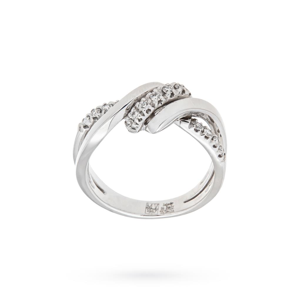 Anello fili oro bianco intrecciati diamanti 0,20ct Mirco Visconti - MIRCO VISCONTI