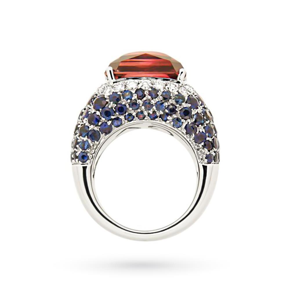  Anello Giorgio Visconti oro tormalina diamanti zaffiri - GIORGIO VISCONTI