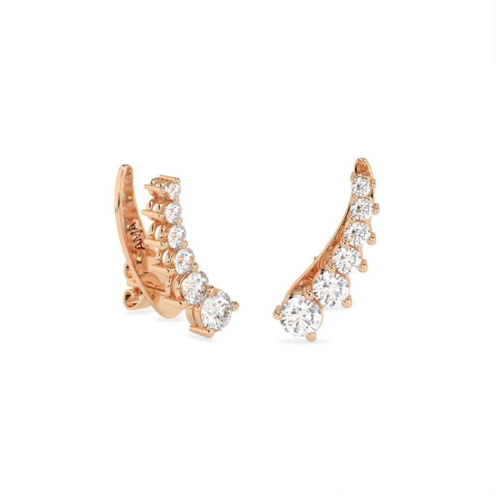 Ear Climbers Oro Rosa Diamanti 1,50 Carati Totali Lab-Grown