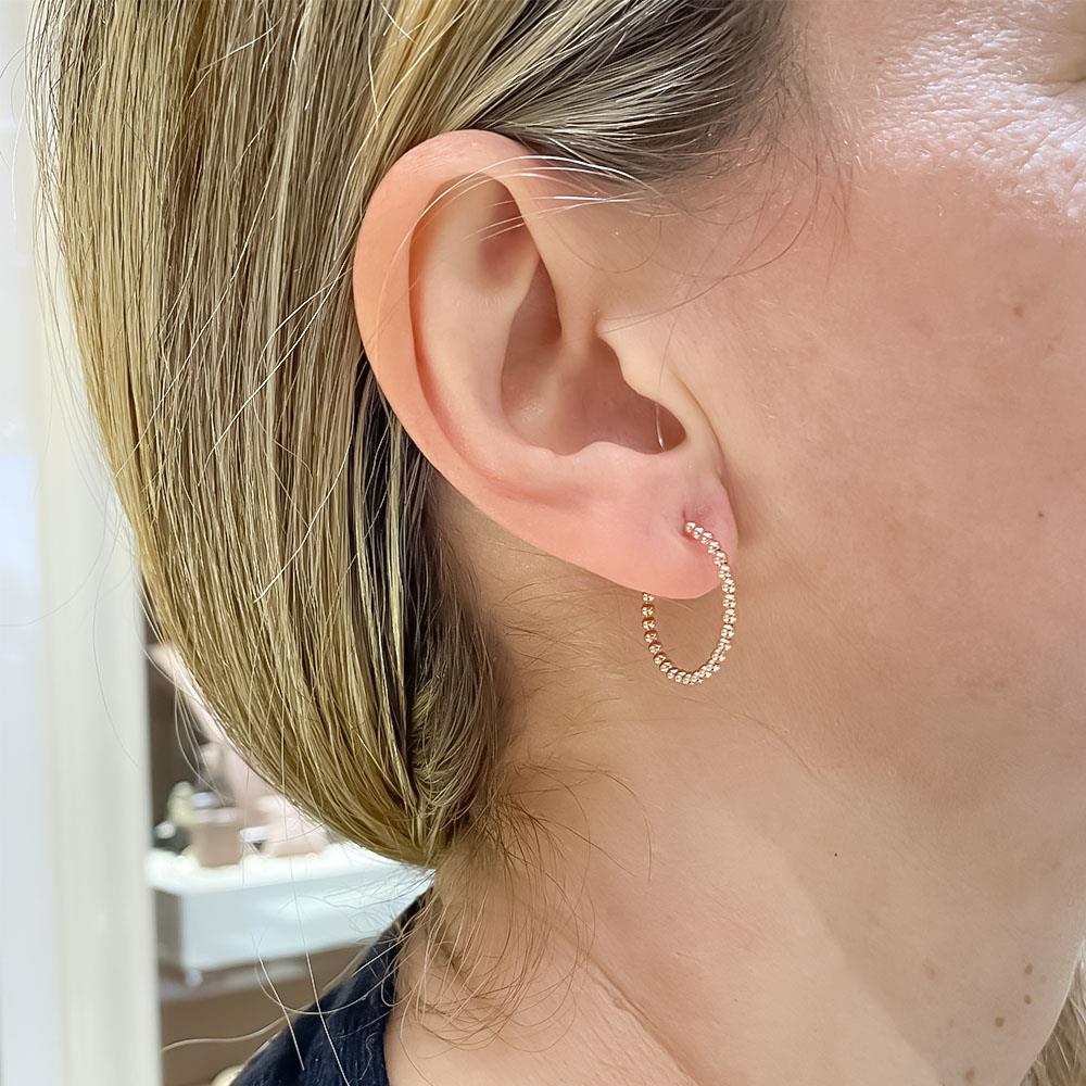 Orecchini cerchietti pallini oro rosa 18kt &Oslash;21,5 mm - LUSSO ITALIANO