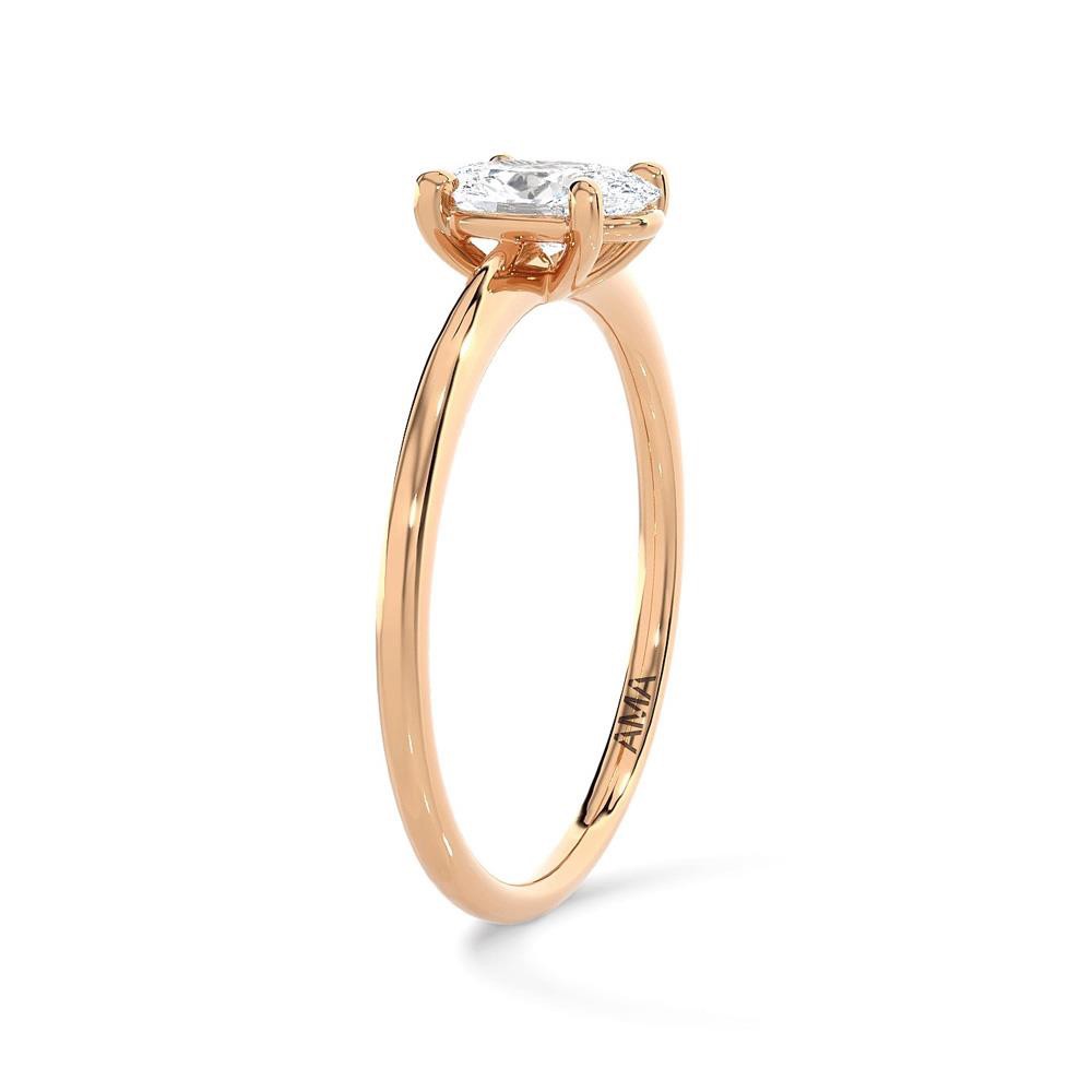  Anello oro rosa con diamante ovale Lab-Grown - AMA
