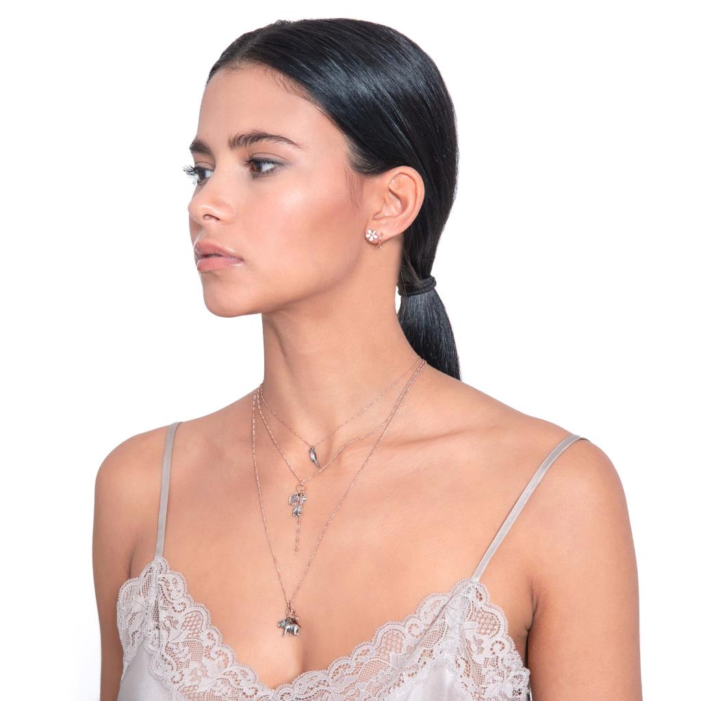 Orecchino singolo a lobo con fiore bianco in argento 925 - MAMAN ET SOPHIE