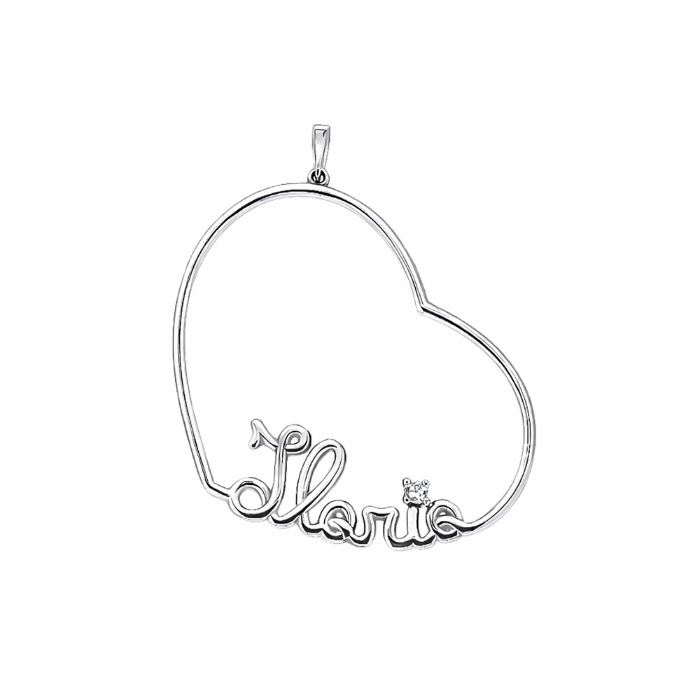 Ciondolo a forma di cuore a filo d'oro con scritta Ilaria