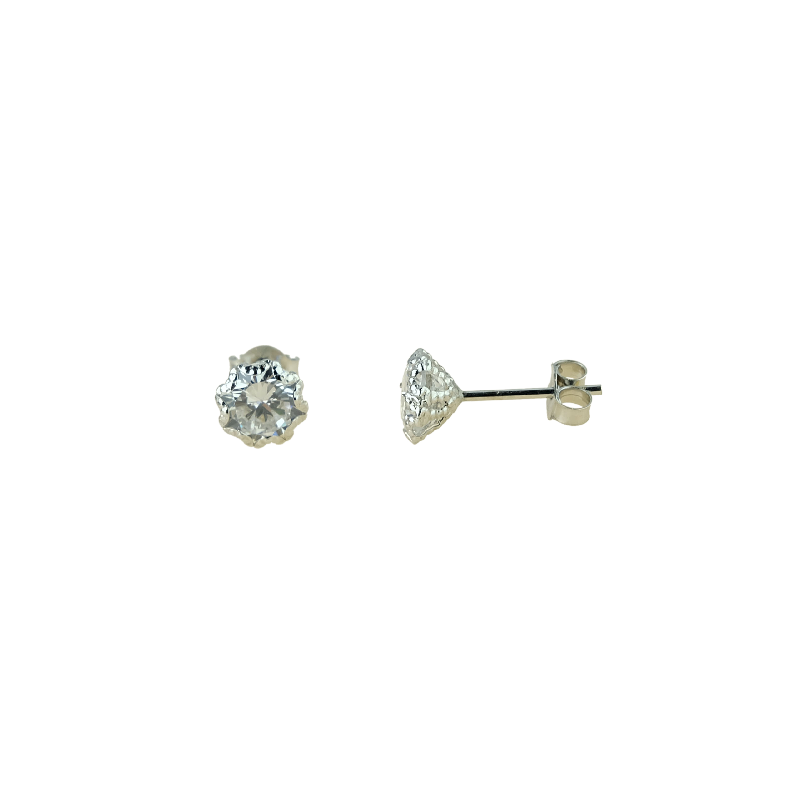 Orecchini A Perno Miore Con Diamanti Da Laboratorio 0,10 Ct - Oro 14kt 585 Bianco/Giallo, Fatti A Mano