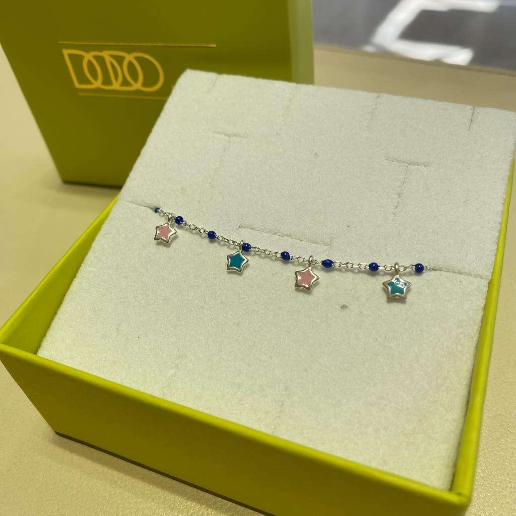  Bracciale Dodo Mariani catenella minismalti blu stelle 18cm - DODO MARIANI