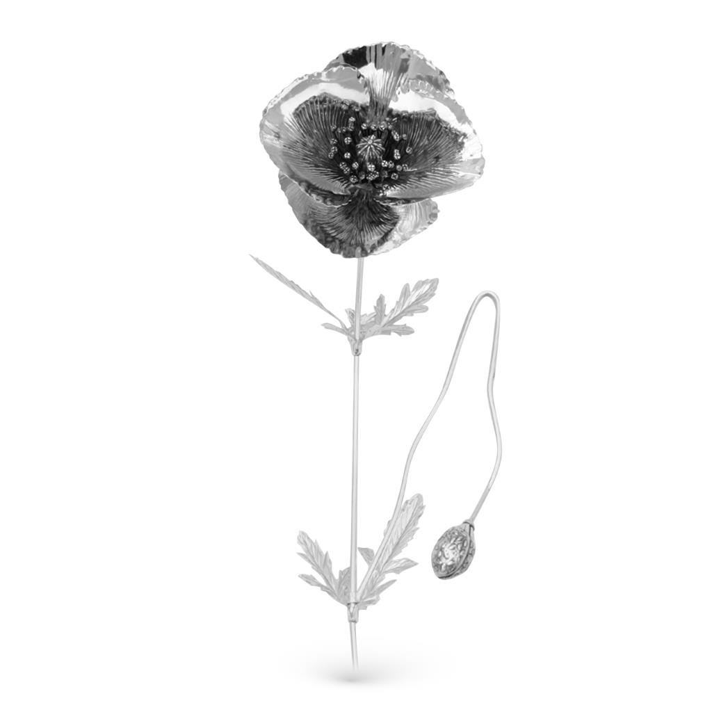 Fiore papavero in argento 925