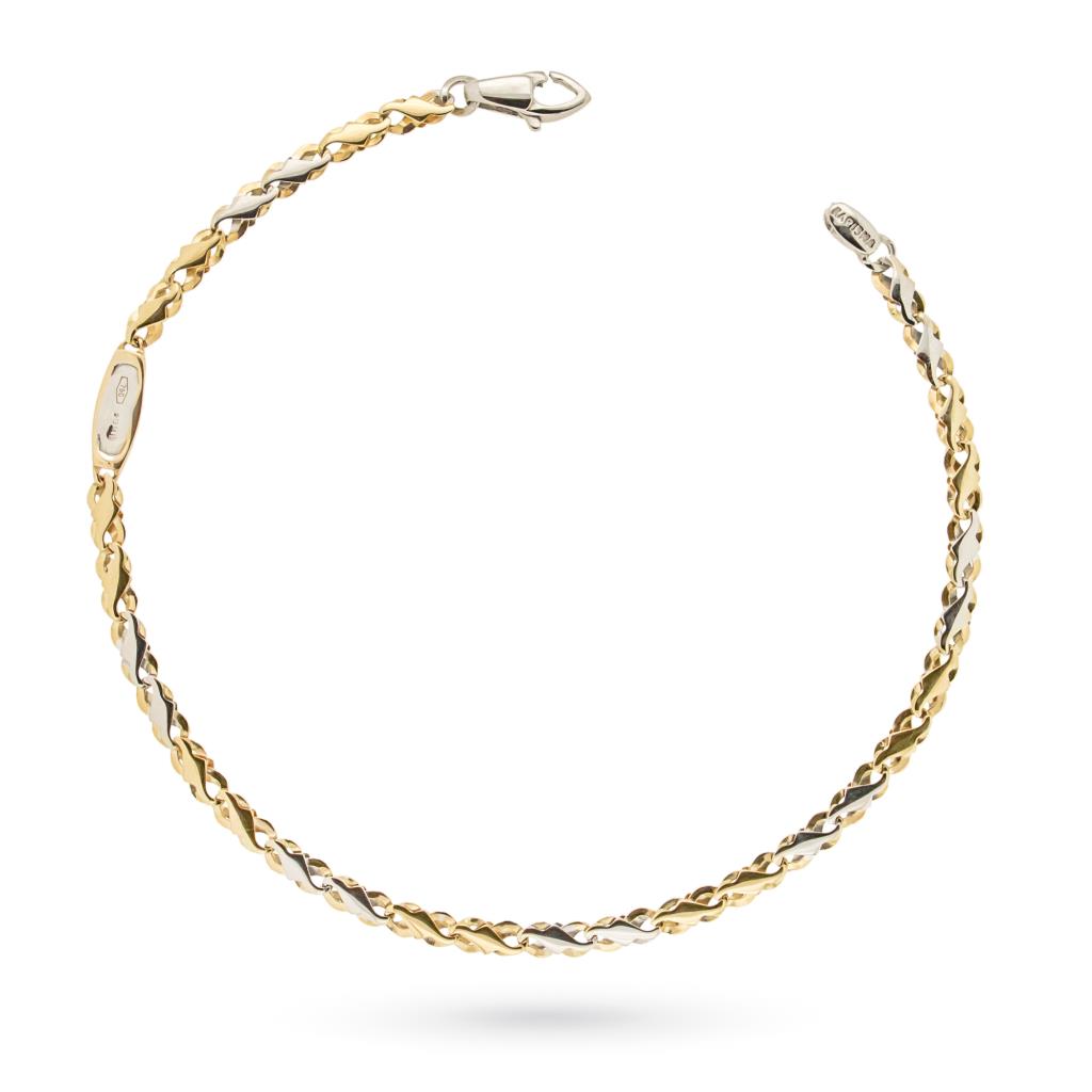 18kt yellow gold chain bracelet with18kt white gold links 20cm - LUSSO ITALIANO