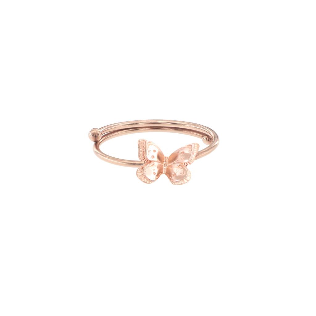 Anello farfalla piccola regolabile in argento rosa - MAMAN ET SOPHIE